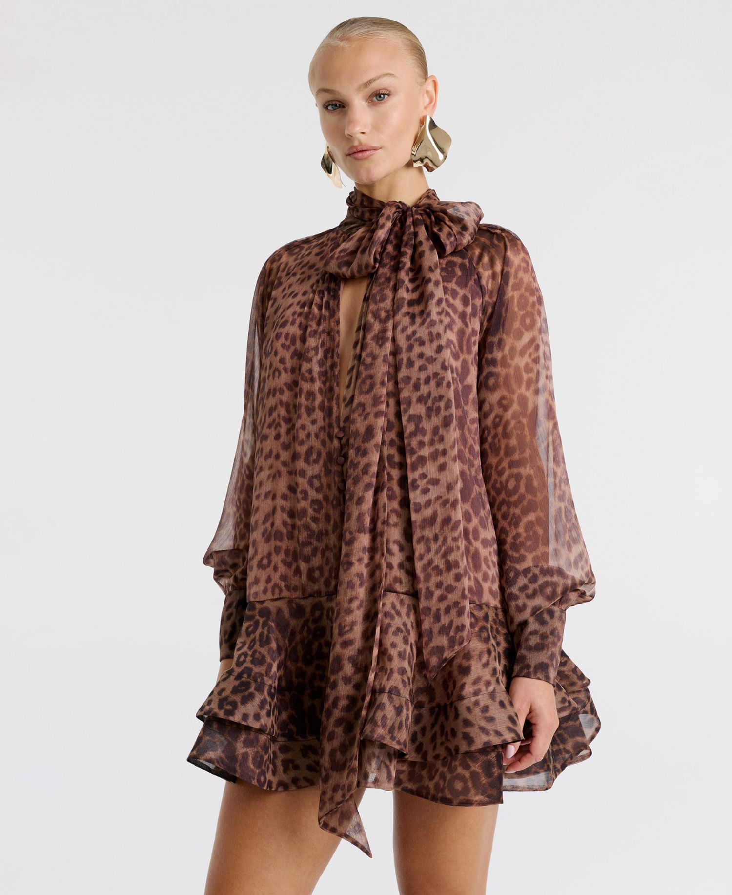Women's Mock-Neck Adrie Babydoll Mini Dress