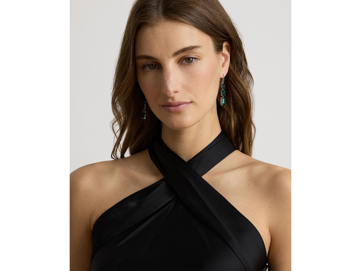Женское платье Lauren Ralph Lauren Tie-Back Charmeuse Halter Cocktail, цвет: Чёрный — фото 4