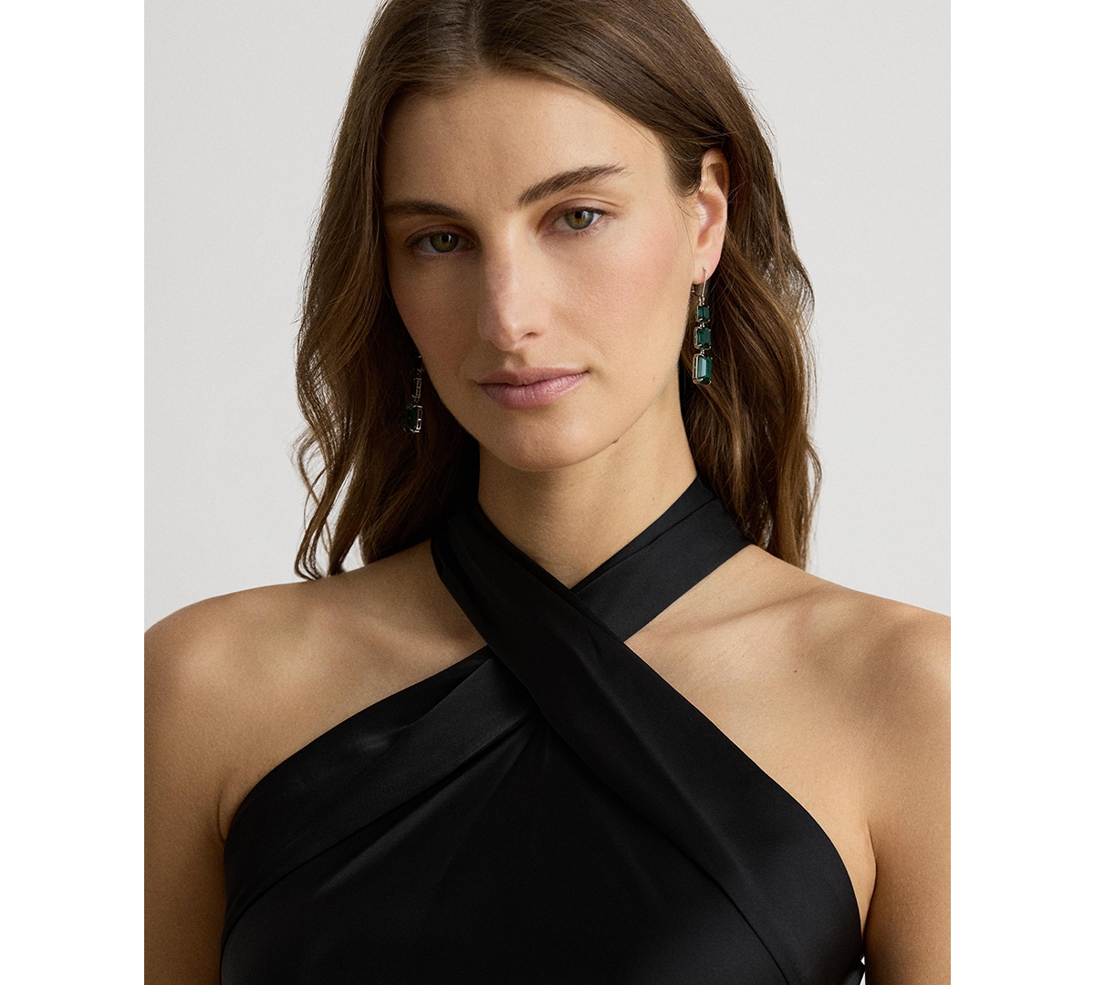 Lauren Ralph Women's Tie-Back Charmeuse Halter Cocktail Dress