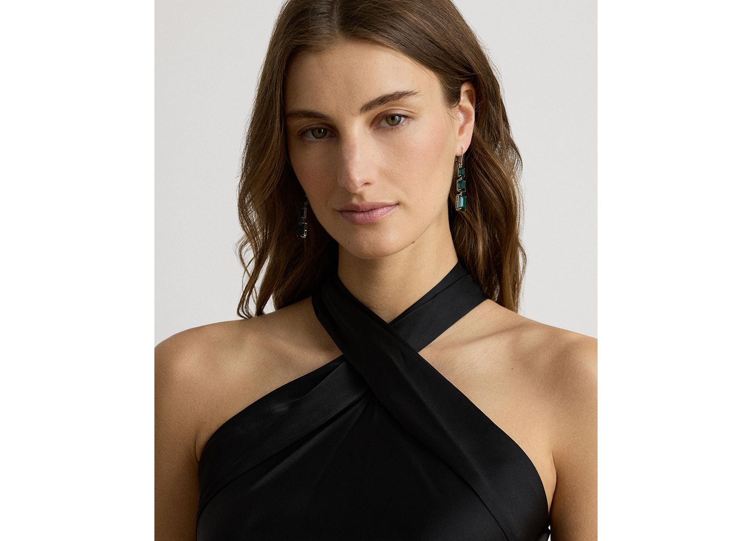 Women's Tie-Back Charmeuse Halter Cocktail Dress