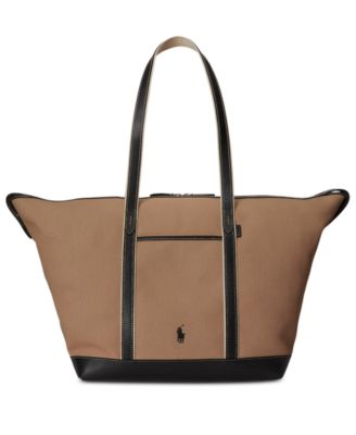 Women's Leather-Trim Canvas Large Shopper Tote