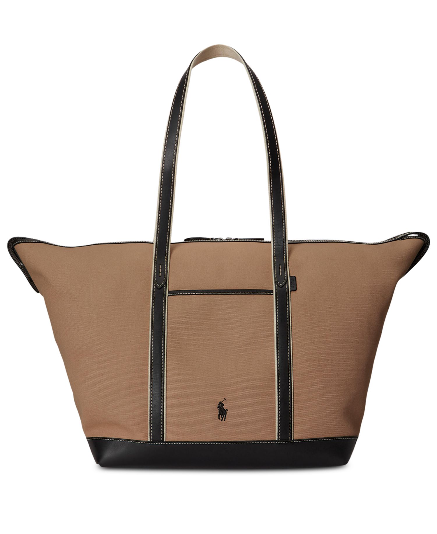 Women's Leather-Trim Canvas Large Shopper Tote