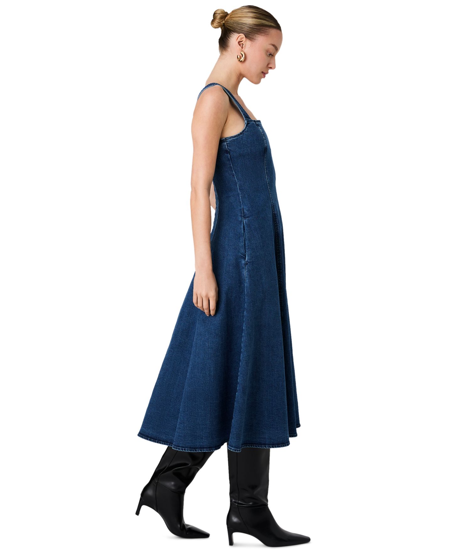 Женское платье French Connection Delancey Denim Flare Midi, цвет: Винтажный варёный — фото 5