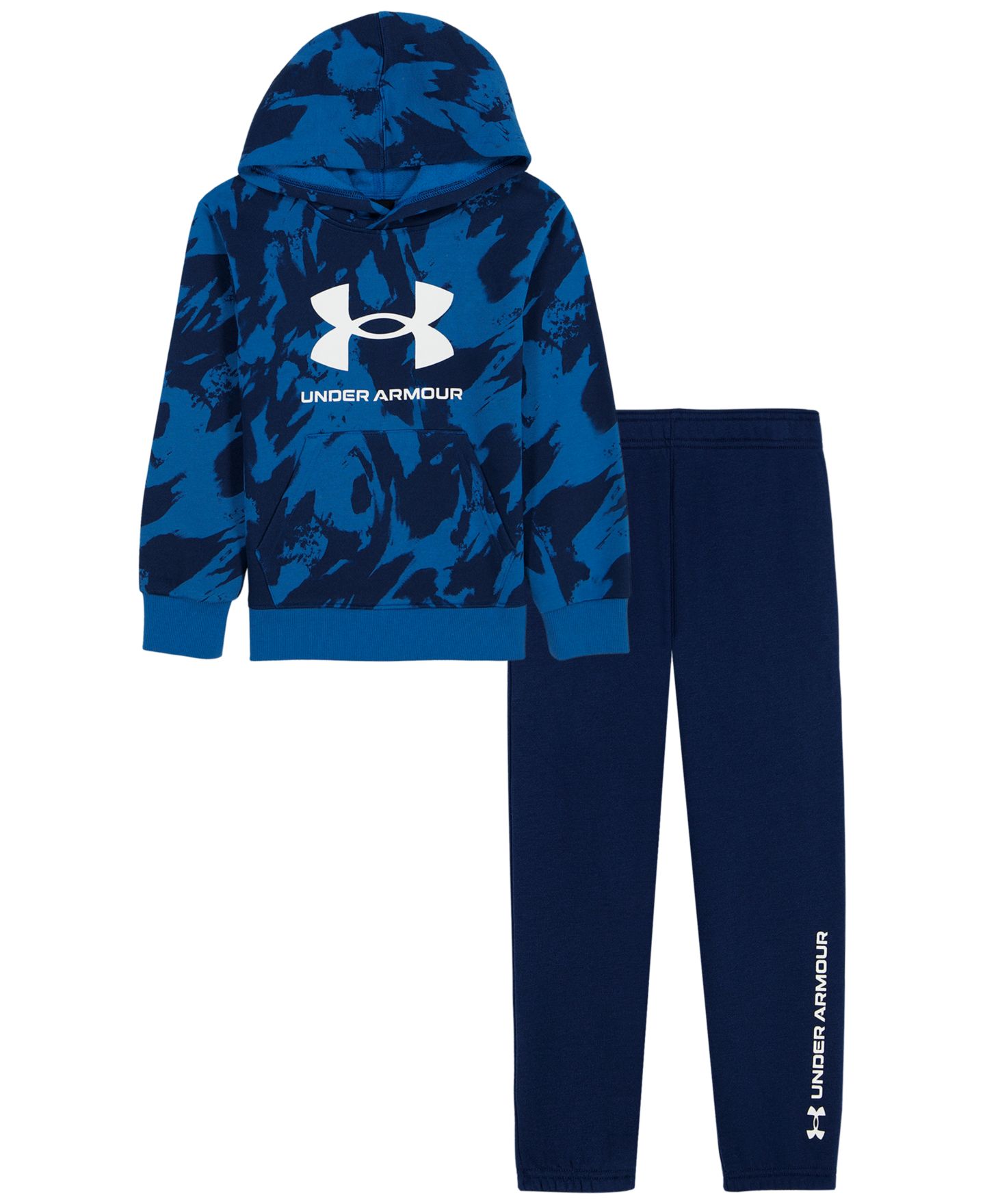 Детский комплект Under Armour: худи с длинным рукавом и брюки, 4T-7, цвет: Синий камуфляжный / Чёрный — фото 8