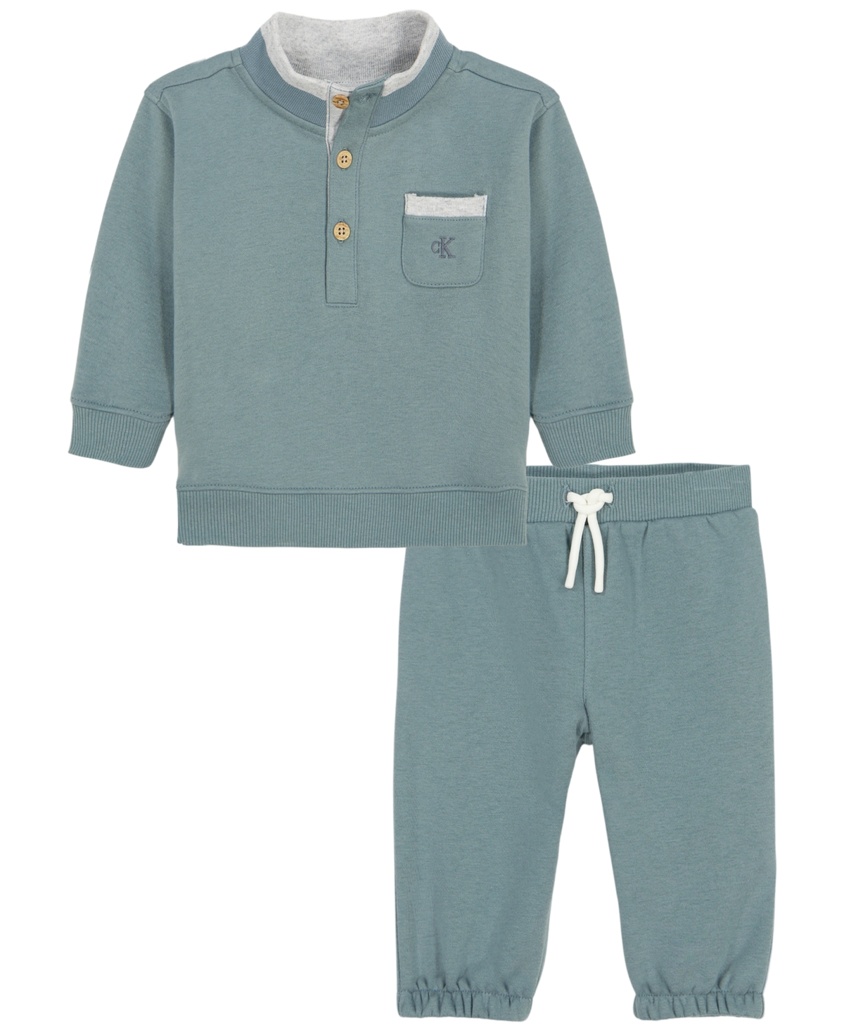 Calvin Klein Baby Boys' Long-Sleeve Top and Pants, 2-Piece Set