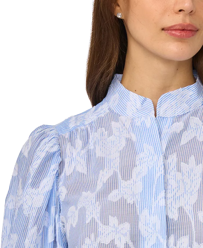Women's Open Collar Striped Top - thumbnail 2