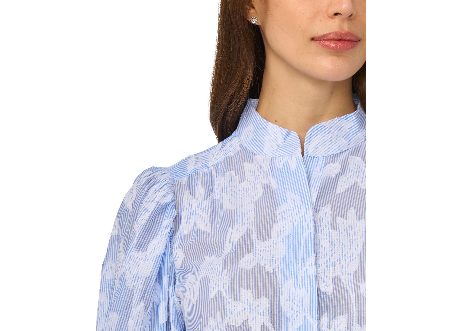Women's Open Collar Striped Top