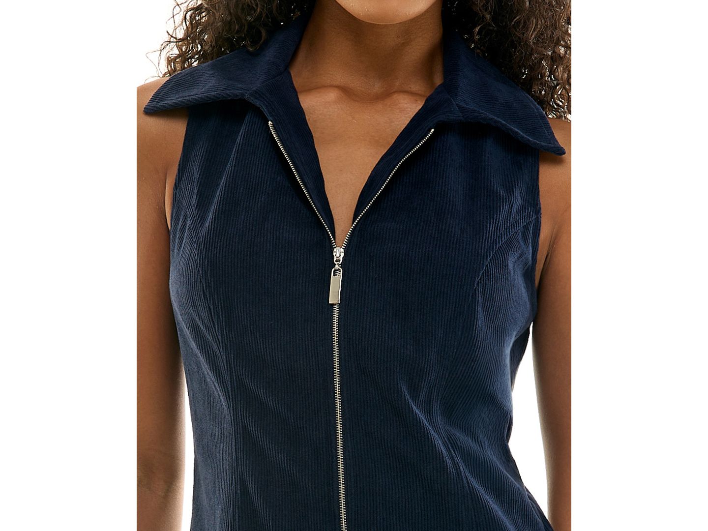 Женское платье SENI & CADE Juniors' Collared Corduroy Zip Front, цвет: Тёмно-синий — фото 4
