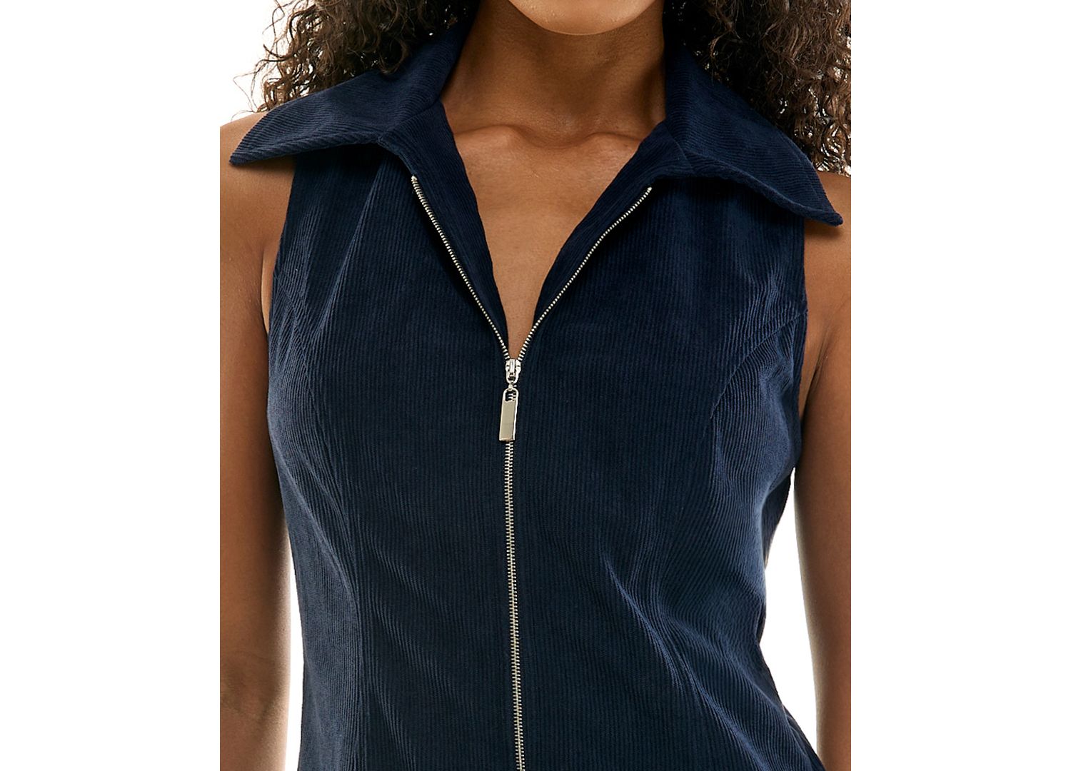 Juniors' Collared Corduroy Zip Front Dress