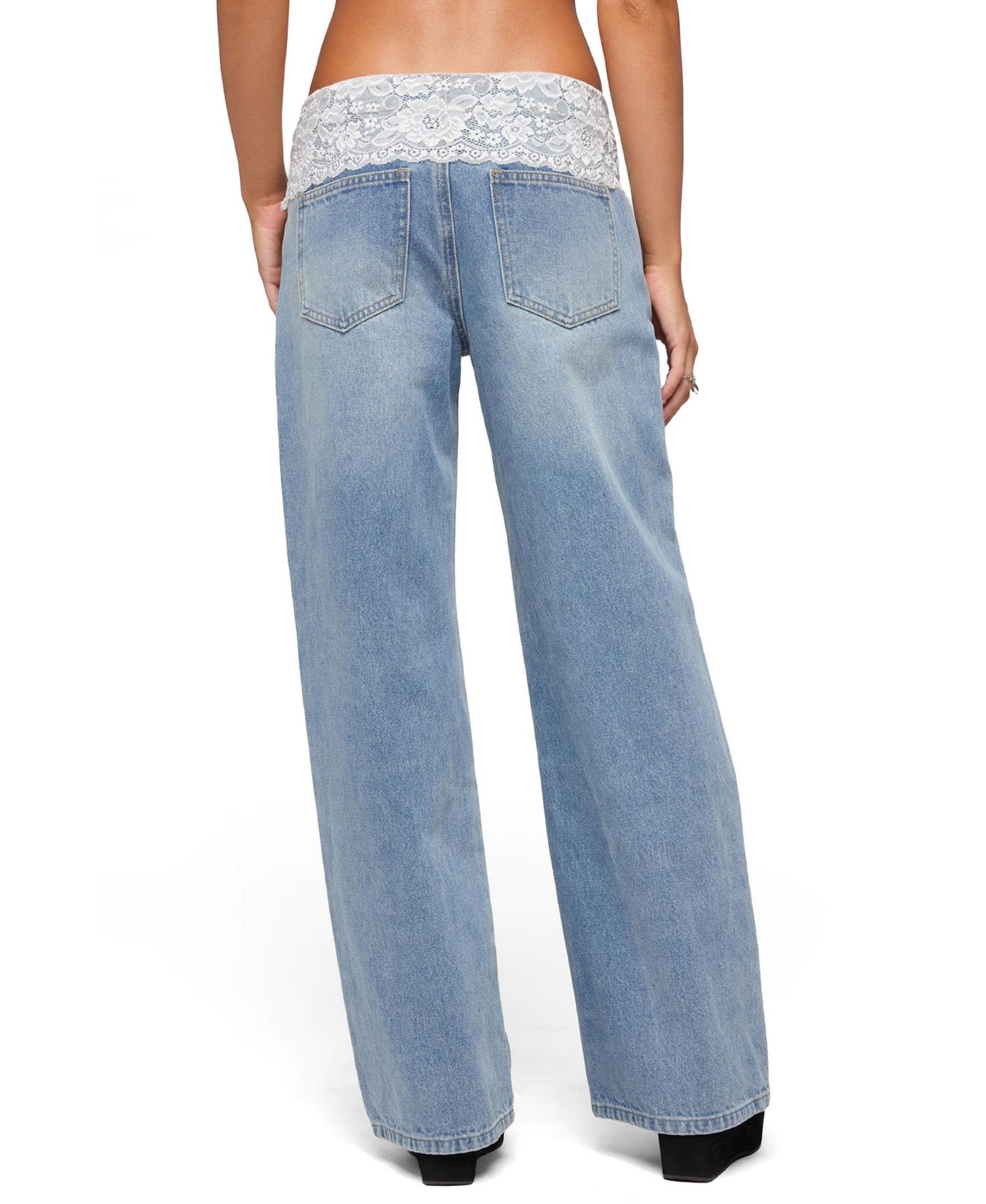Women's Lacey Foldover Low Rise Baggy Jeans
