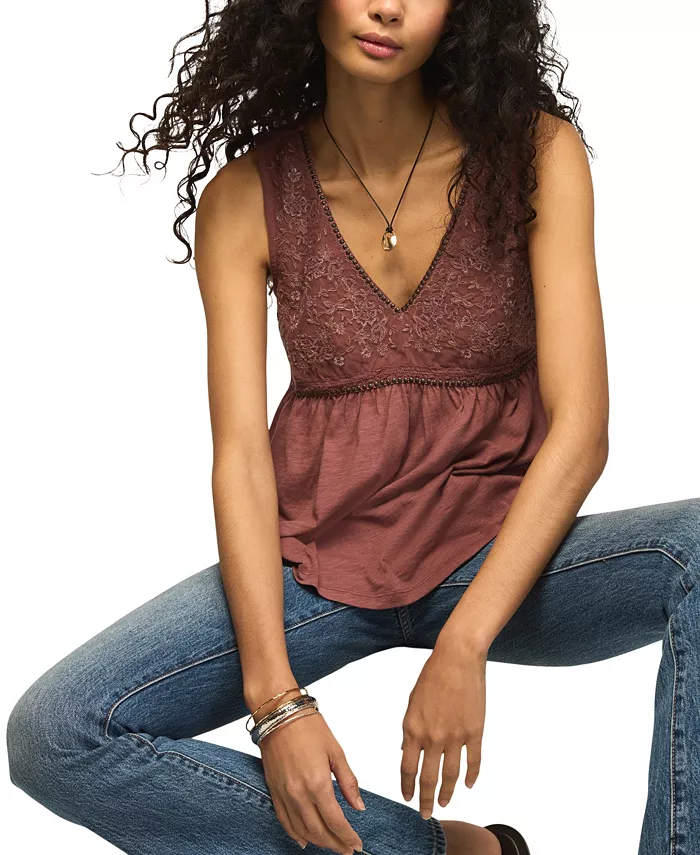 Women's Embroidered Stud V-Neck Tank Top - thumbnail 2