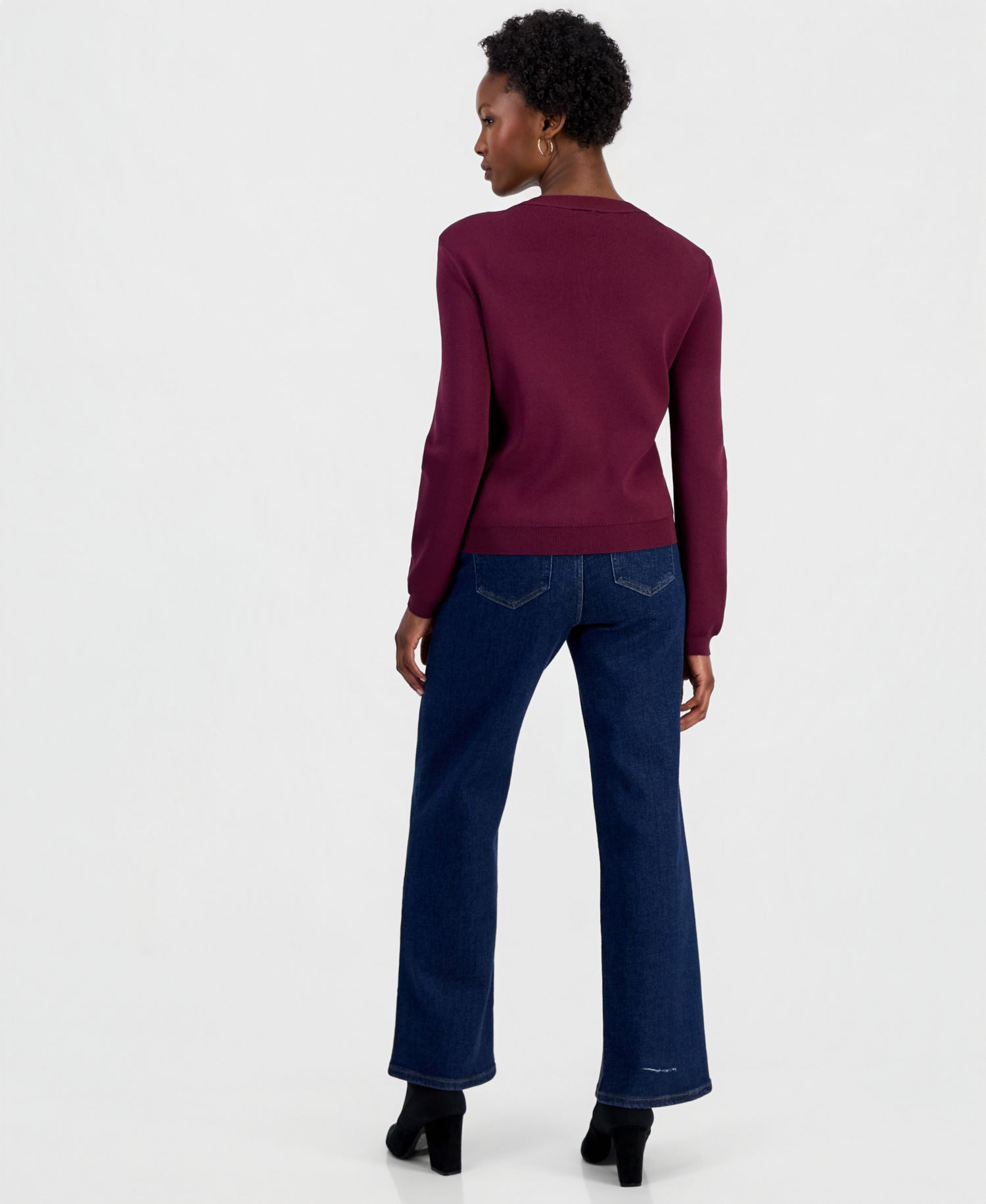 Women's Petite Structured Button-Front Cardigan
