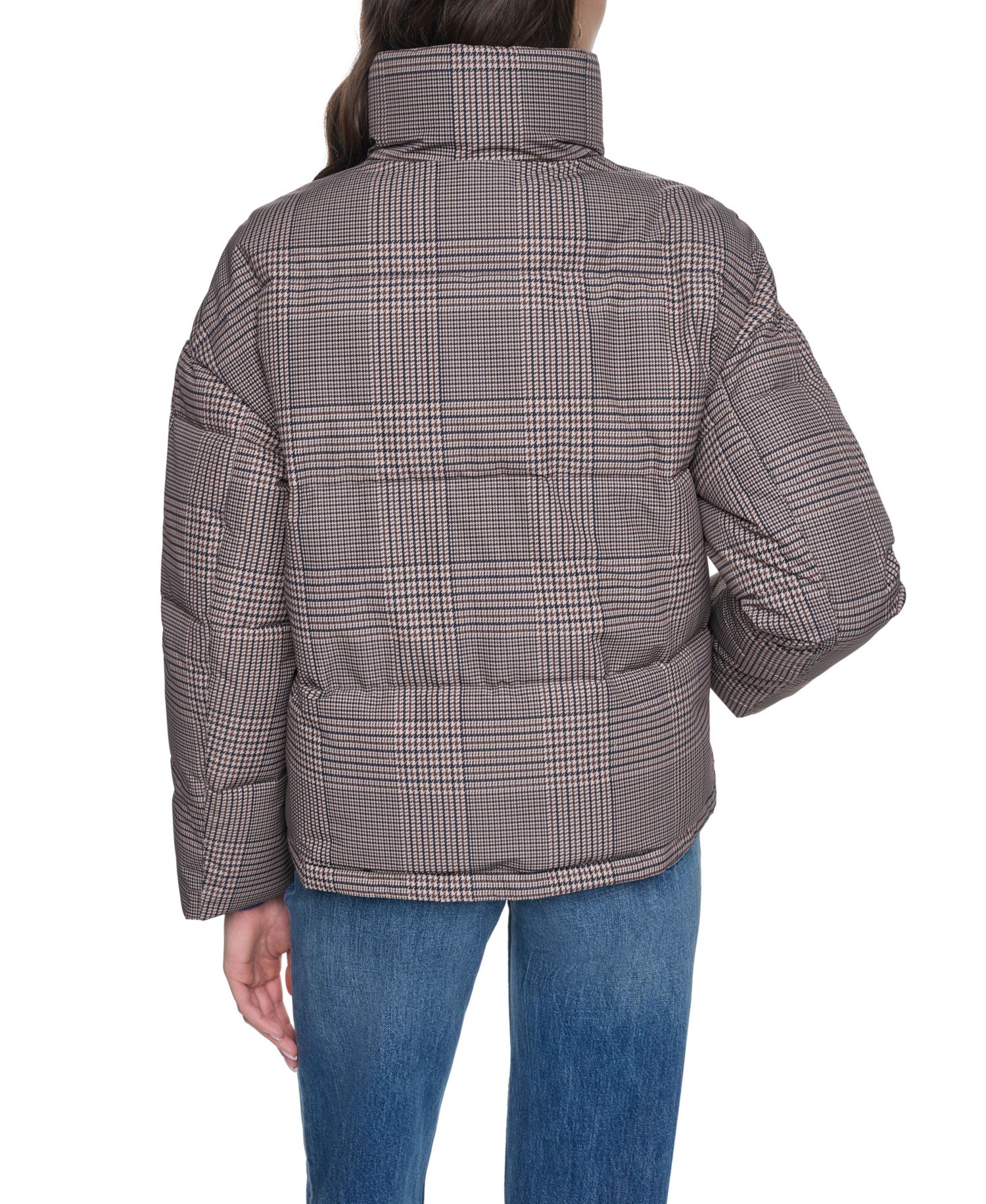 Women's Heritage Plaid Puffer Jacket with Stand Collar