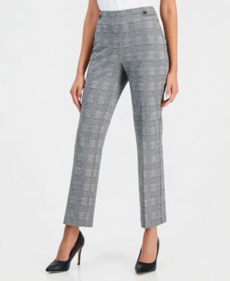 Petite Check Pull-On Cropped & Ankle Pants