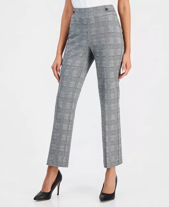 Petite Plaid Pull-On Pants