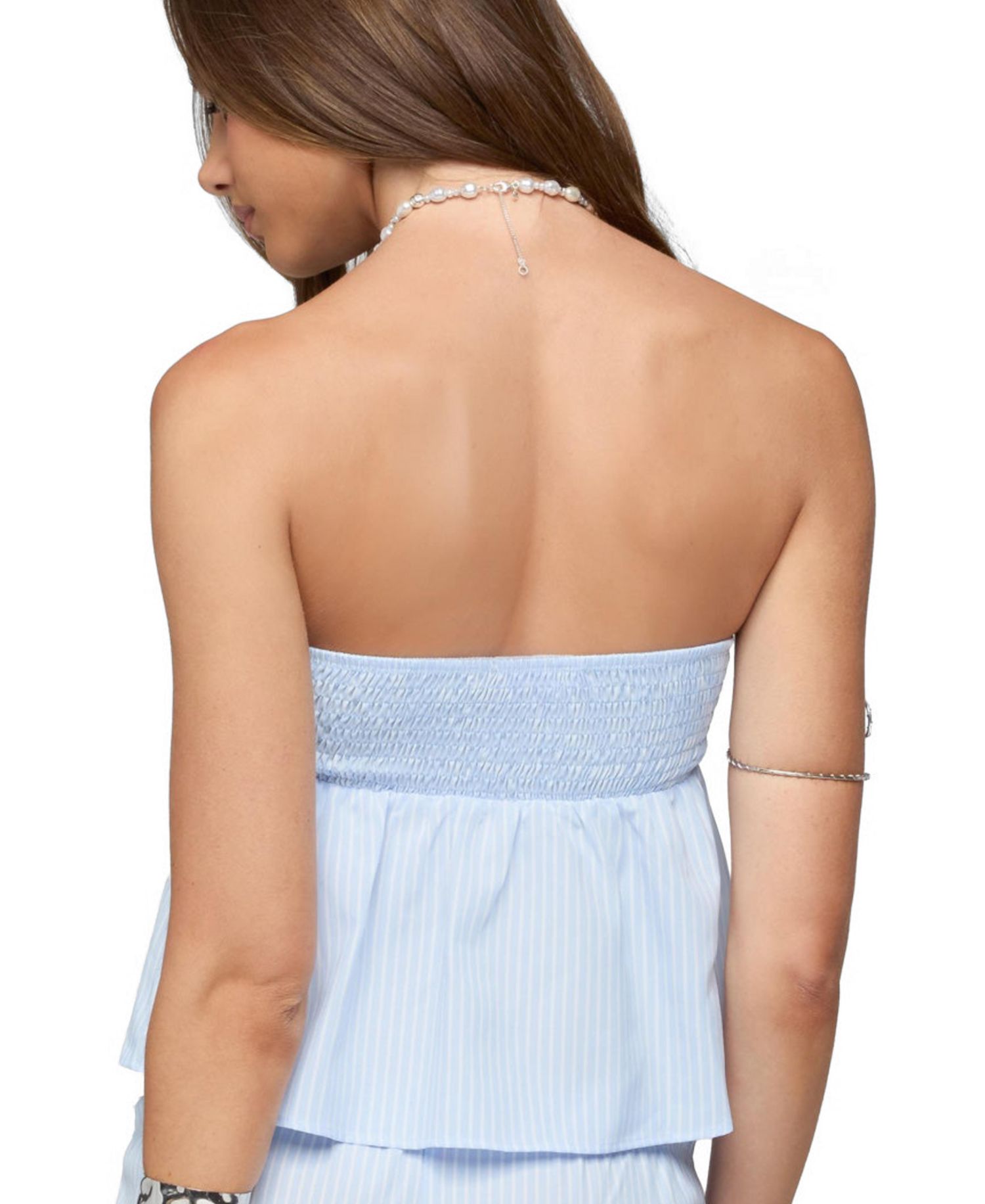 Women's Cersei Striped Tie Front Strapless Top