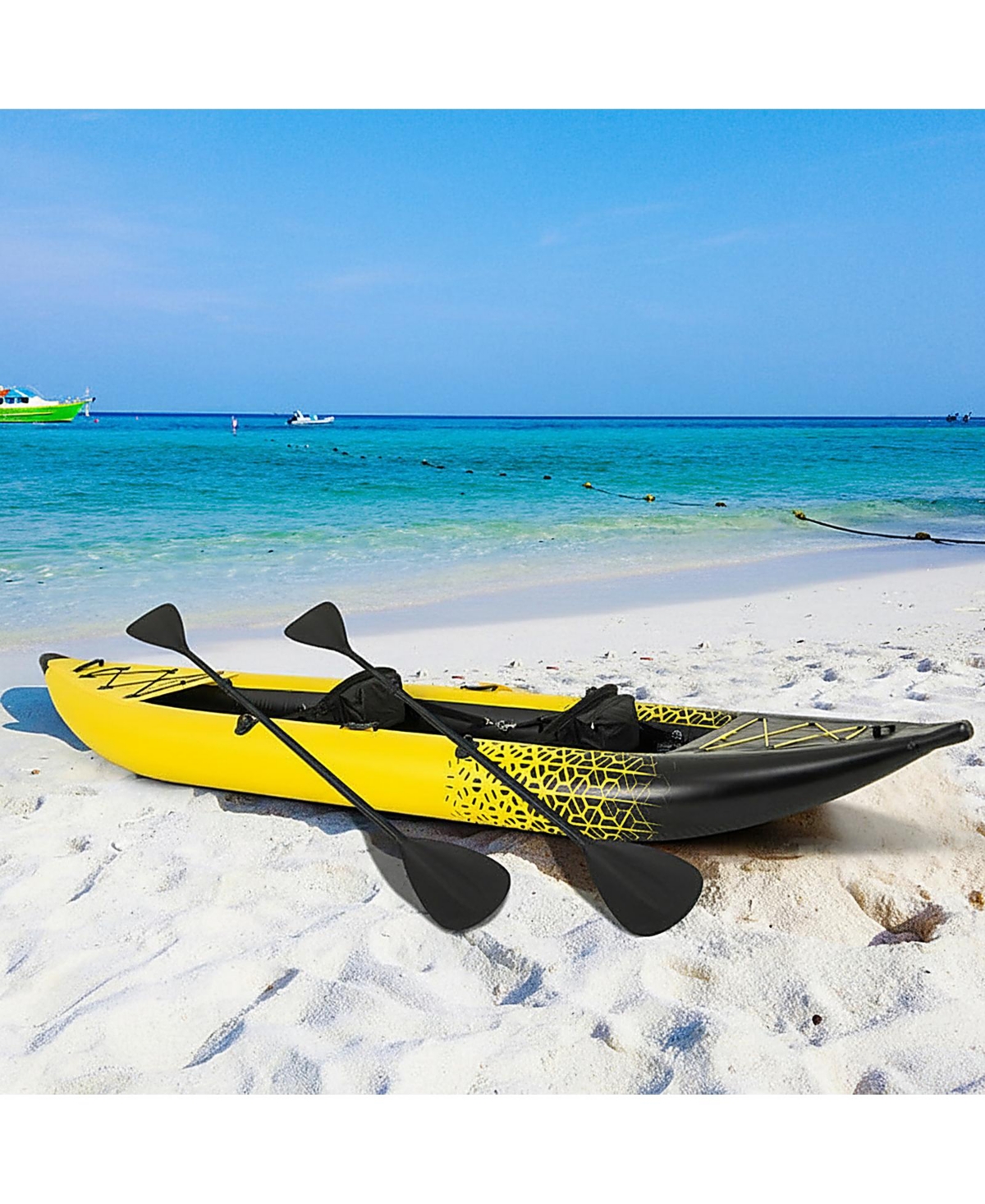 Sevorley Inflatable 2-Person Kayak Set with Aluminum Oars Pump and Repair Kit