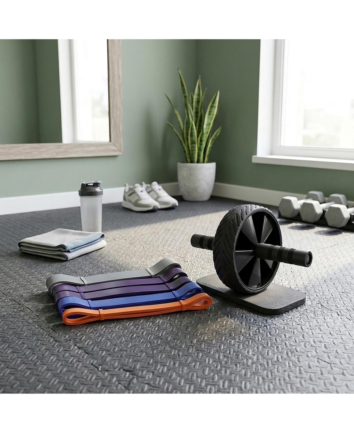 Sevorley Full Body and Core Strength Bundle with Resistance Bands and Ab Wheel