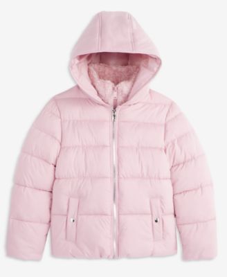 Girls' 6-16 Faux-Sherpa-Vestee Hooded Puffer Coat