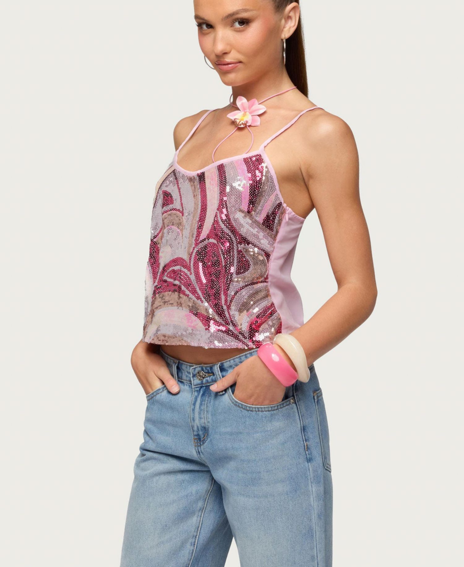 Women's Ceren Abstract Sequin Tank Top