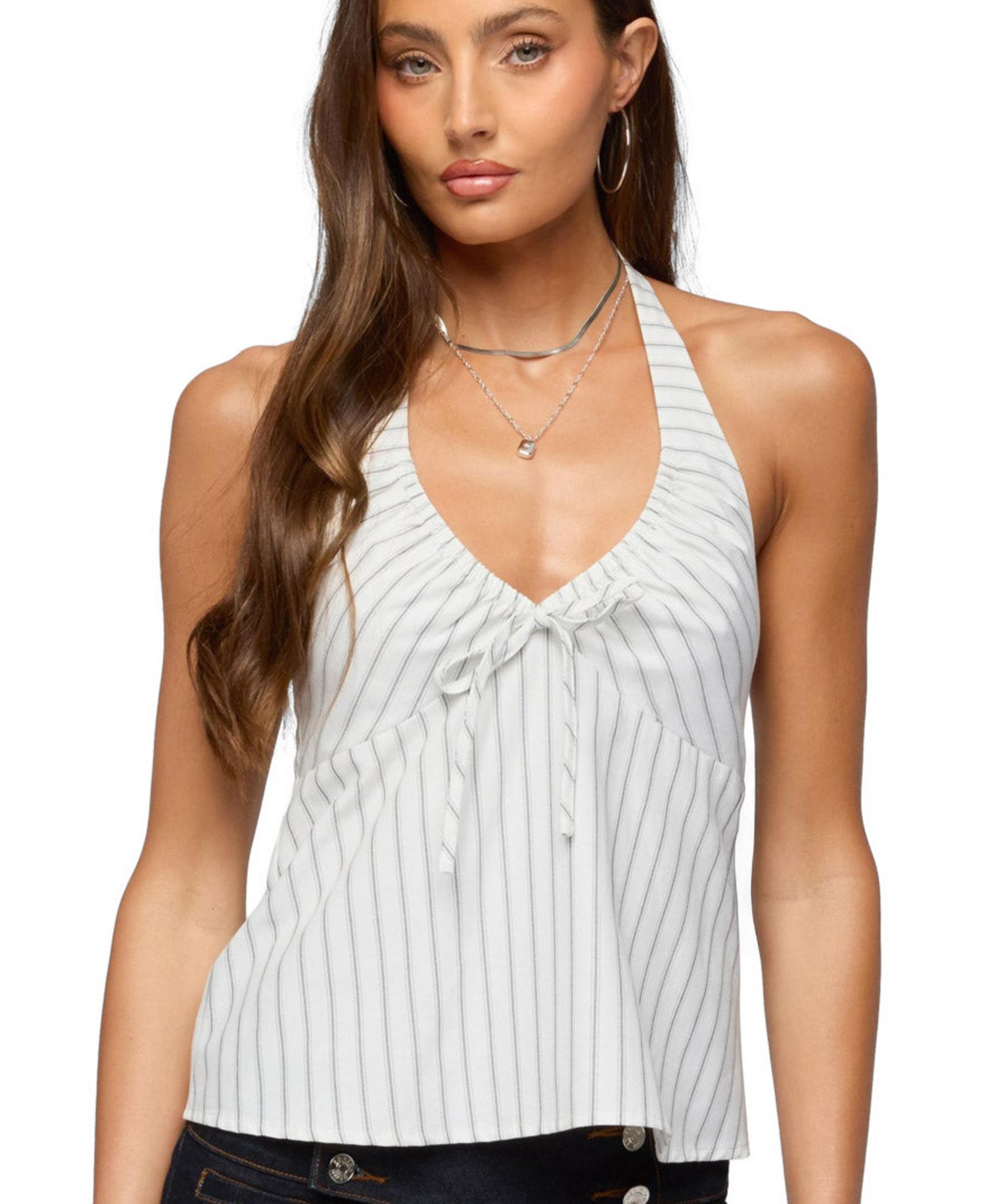 Women's Breya Striped Babydoll Halter Top
