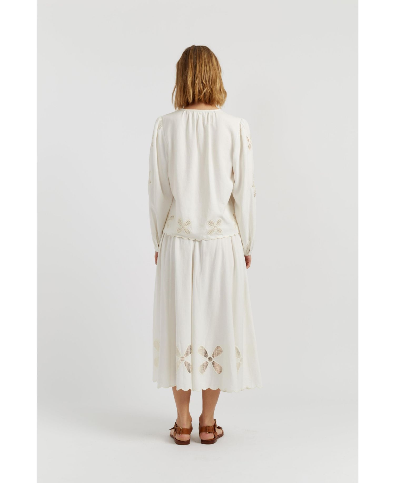 Women's Linen-Blend Broderie Blouse