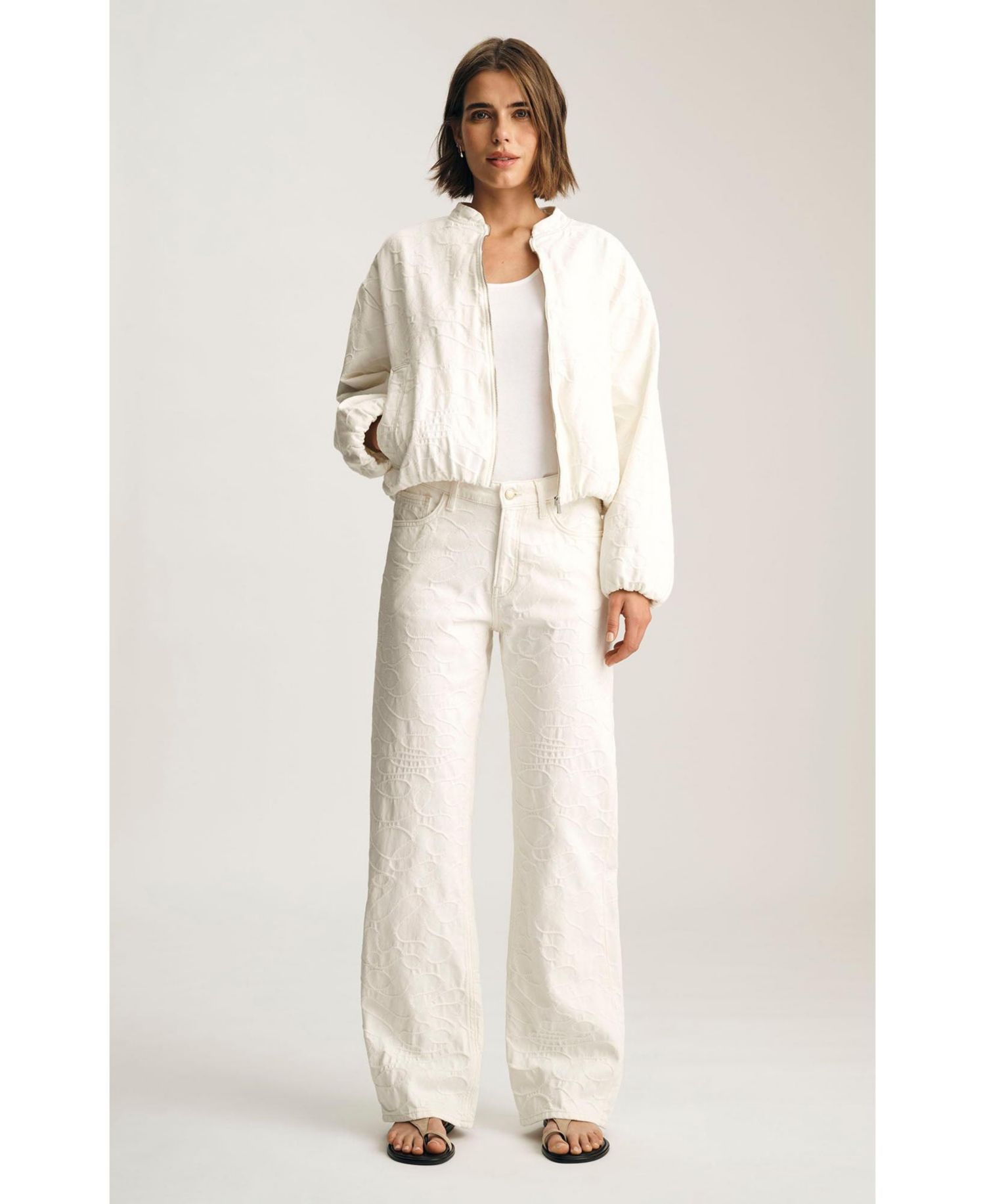 Women's Taylor High Rise Straight Leg In Beige Denim