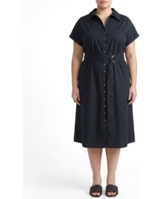 Plus Size Sandy Stretch Poplin Shirtdress