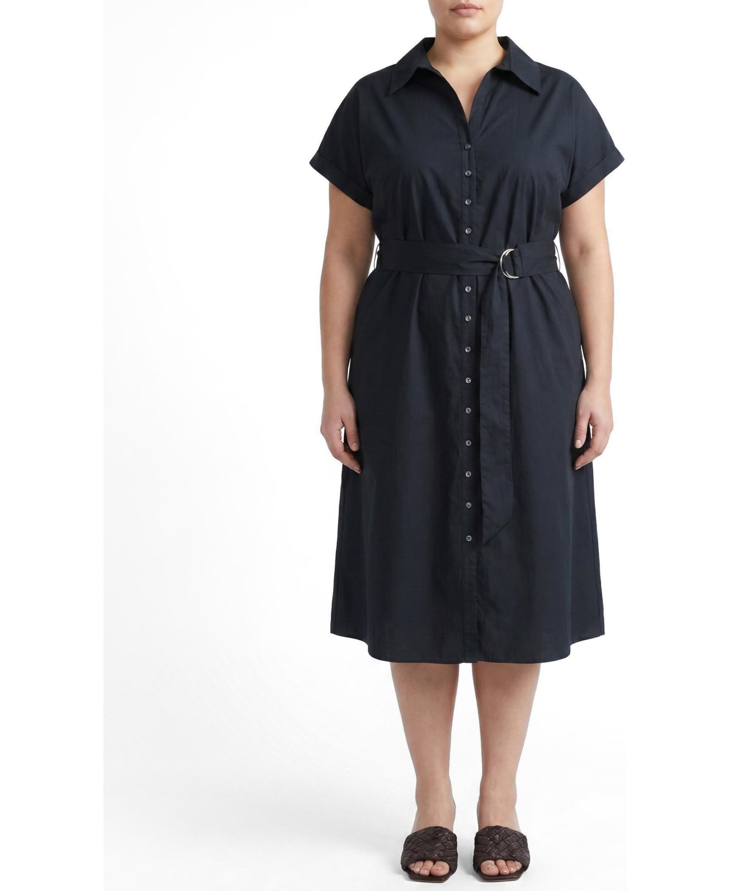 Plus Size Sandy Stretch Poplin Shirtdress