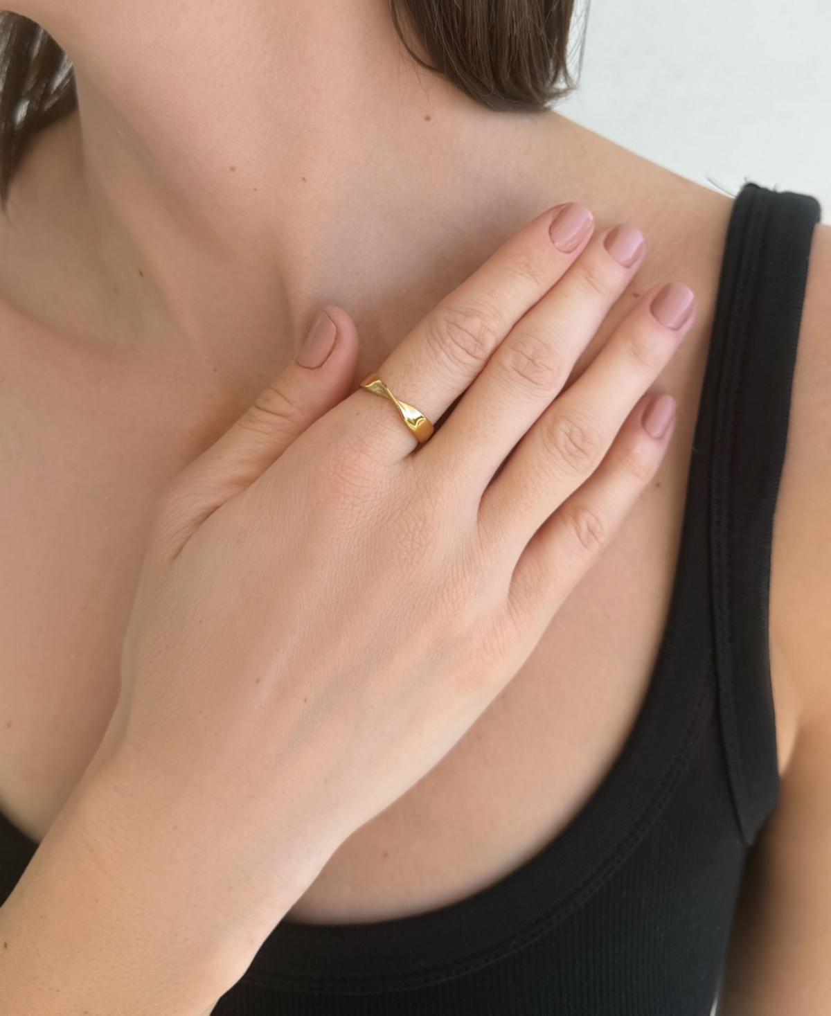 Adornia Tarnish Resistant Gold Twist Ring Band