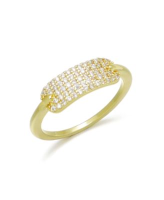 Gold-Plated Cubic Zirconia Plate Band Ring