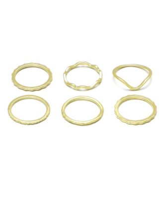 Gold Wavy Band Ring 6-Piece Set