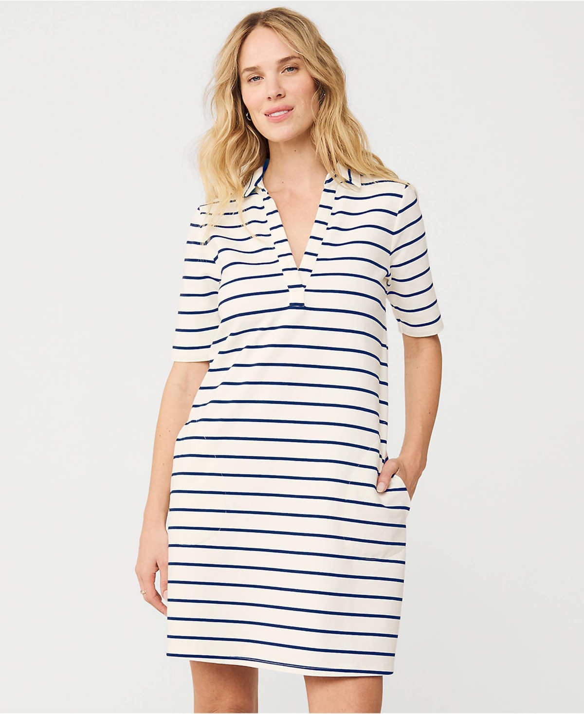 Lands' End Women's Starfish Elbow Sleeve Polo Dress