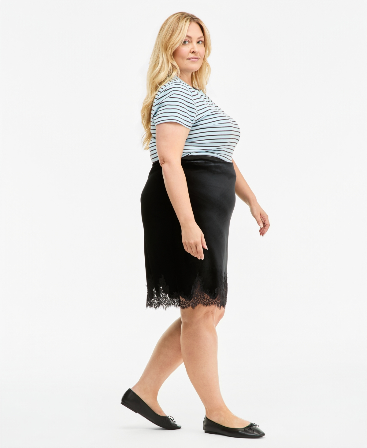 On 34th Trendy Plus Velvet Lace-Hem Skirt, Macy's Exclusive