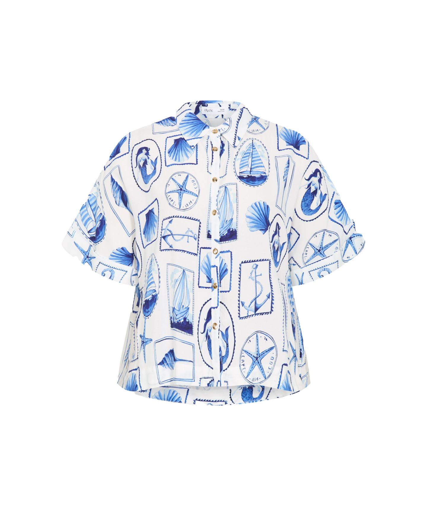 Женская рубашка CITY CHIC Plus Size Liana Amalfi Print, цвет: Amalfi Postcard — фото 5