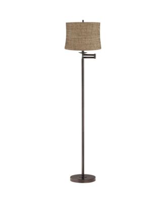 Modern Swing Arm Floor Lamp Adjustable 62.5" Tall Dortmund Drum Shade for Living Room Reading Bedroom Office