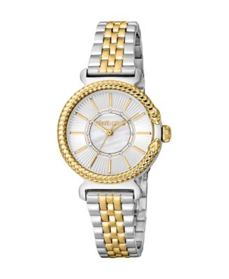 Women Snake Core Quartz Two Tone Stainless Steel Bracelet Watch
