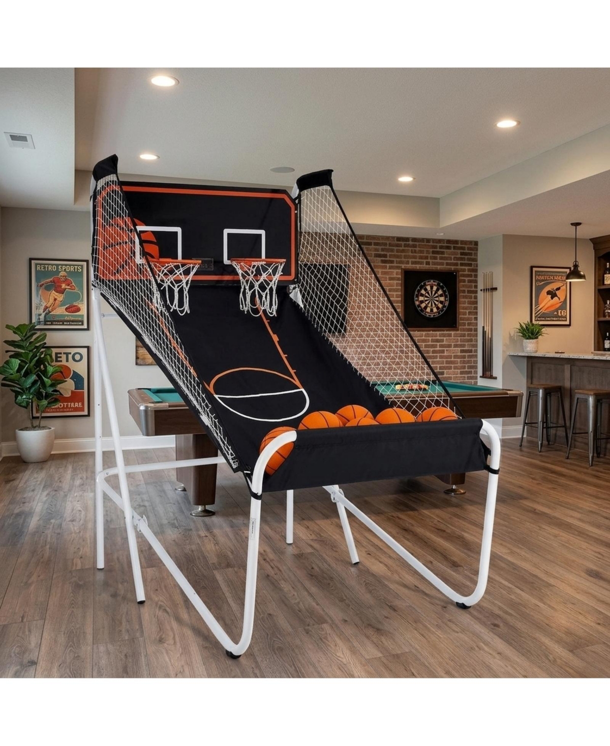 Sevorley Foldable 2-Player Basketball Arcade Game with 8 Modes and 5 Balls