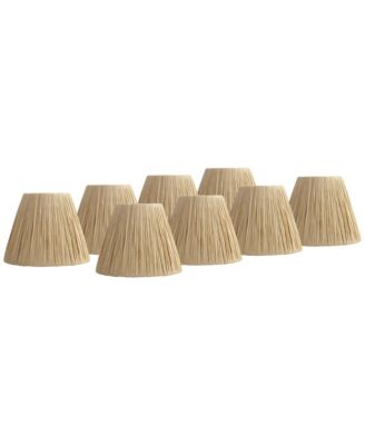 3" Top x 5 1/2" Bottom x 4 1/2" High x 4 1/2" Slant Lamp Shade Replacement Set of 8 Empire Tapered Lafite Raffia Clip On Candelabra