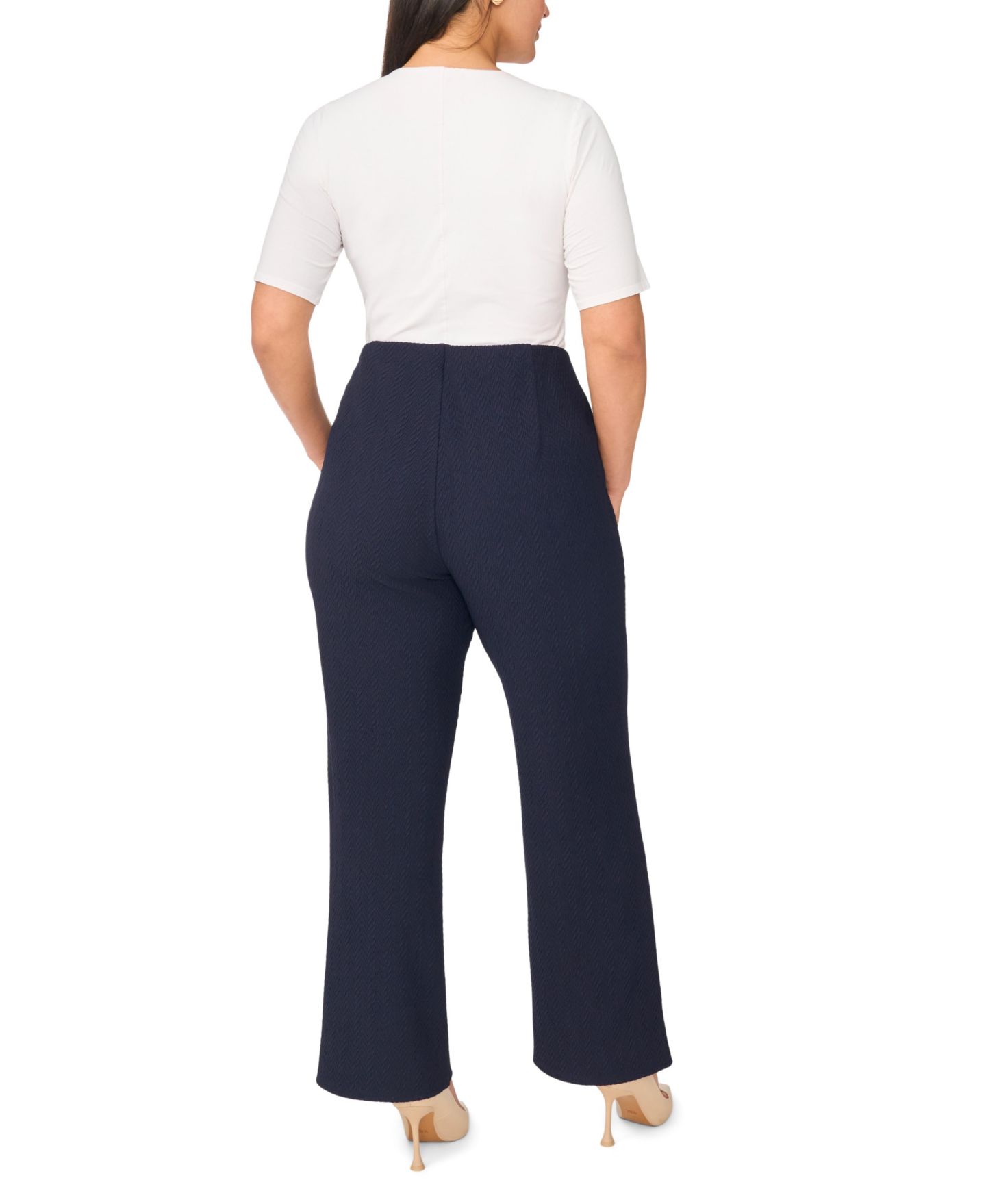 Женские брюки Vince Camuto Plus Size Pull-On Pintuck Kick Flare, цвет: Тёмно-синий — фото 8