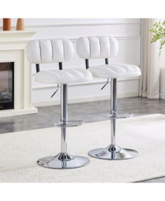 Swivel Bar Stools Set of 2, PU Leather Upholstered Swivel Seat, with Metal Base and Footrest, for Kitchen Island, Home Bar, Game Room