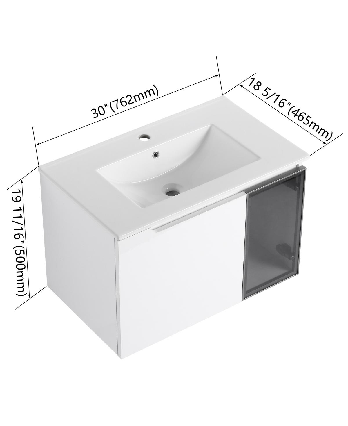 Sillysis Double Sink Wall Mounted Bathroom Vanity with Ceramic Basin, Modern Floating Plywood Cabinet