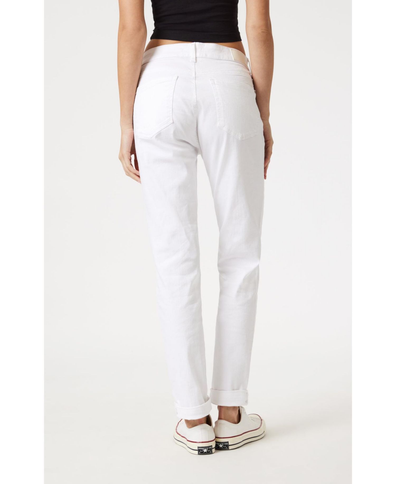 Women's Kathleen Mid Rise Boyfriend In White Feather Blue