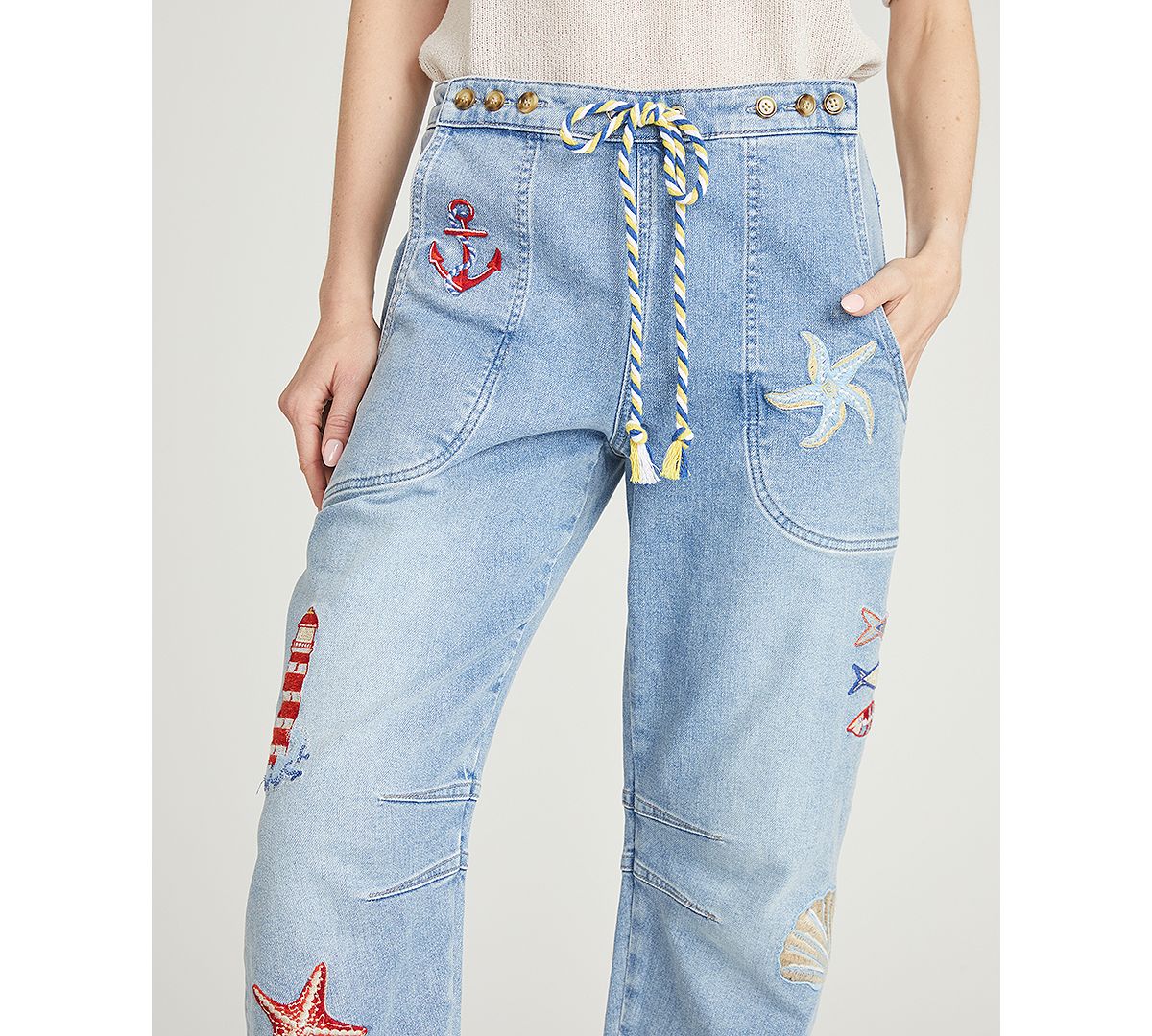 Driftwood Women's Twyla Going Coastal Wide-Leg Barrel Jeans view 4 — MAYCSS fashion products