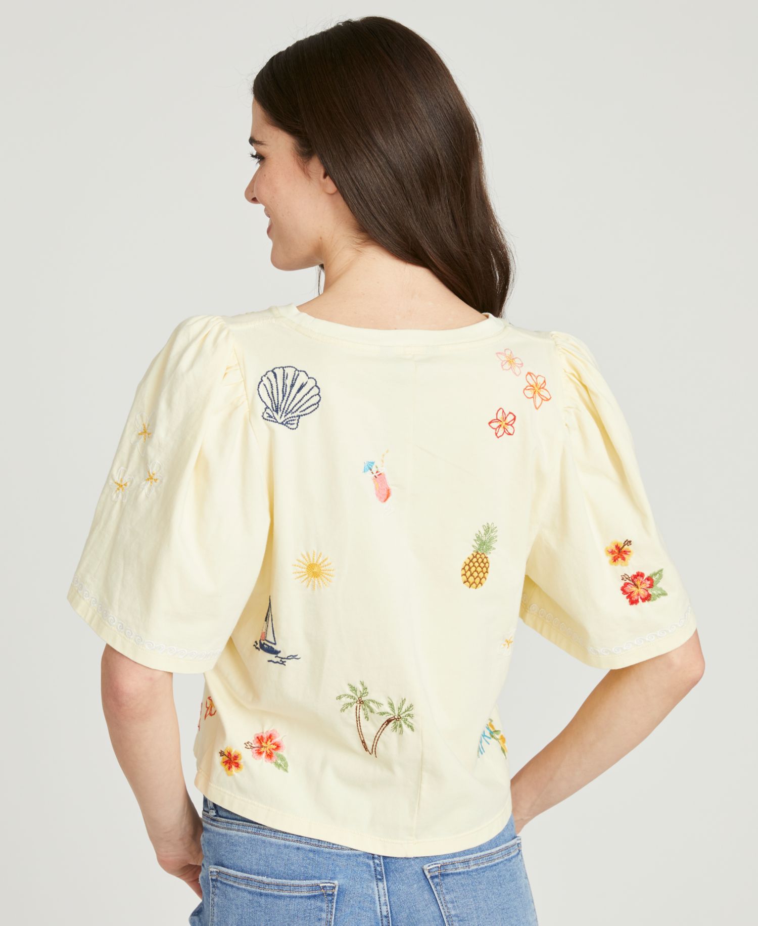 Women's Destination Doodle Flutter-Sleeve T-Shirt