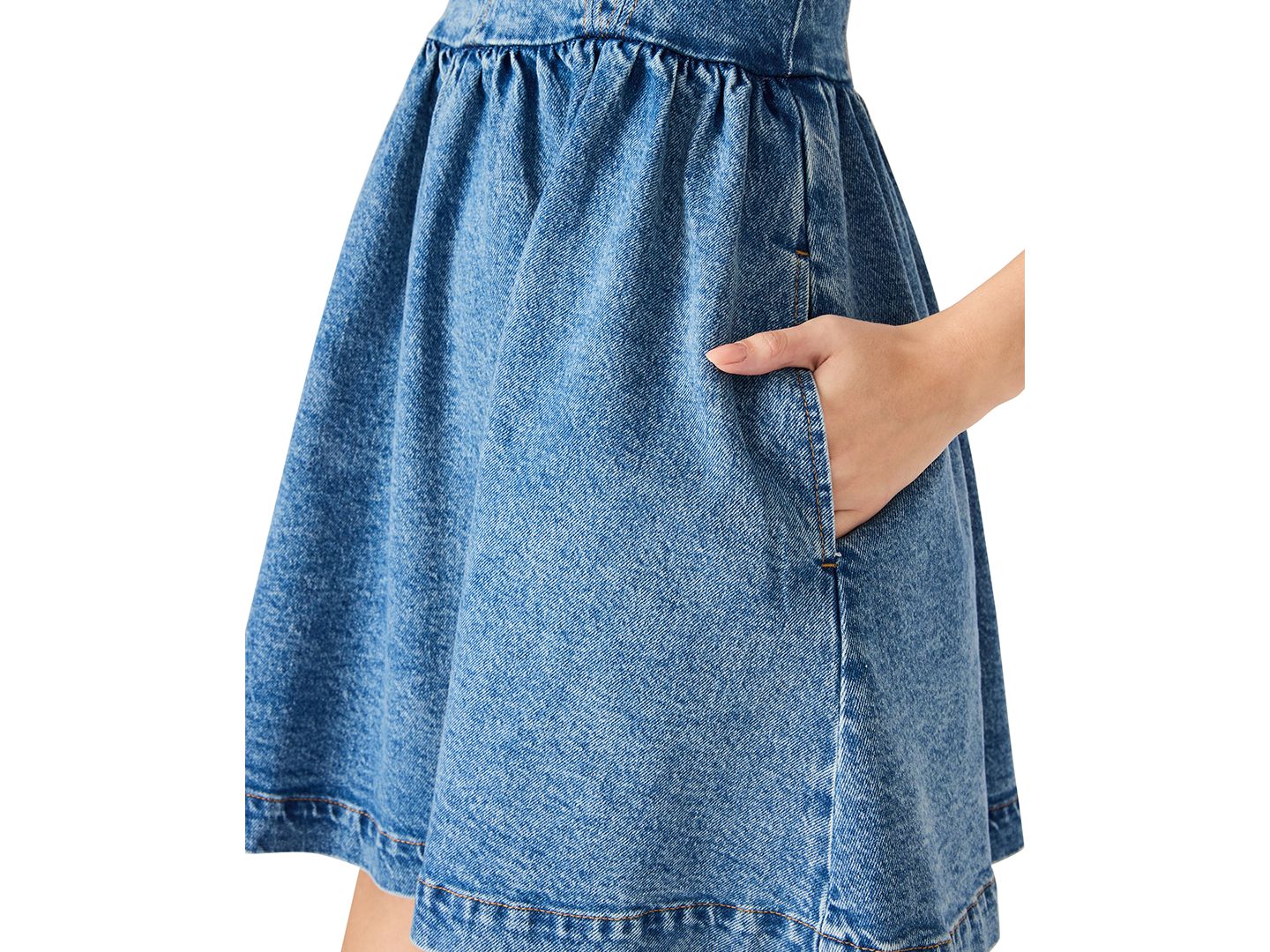Женское платье Steve Madden Meaghan Sleeveless Square Neck Denim Mini, цвет: Синий — фото 6