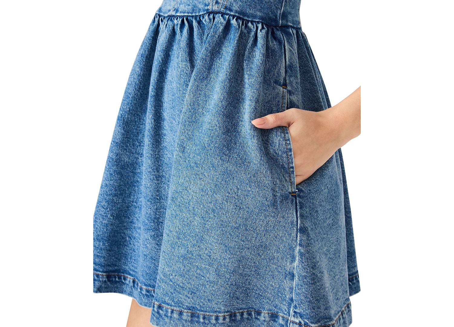 Women's Meaghan Sleeveless Square Neck Denim Mini Dress