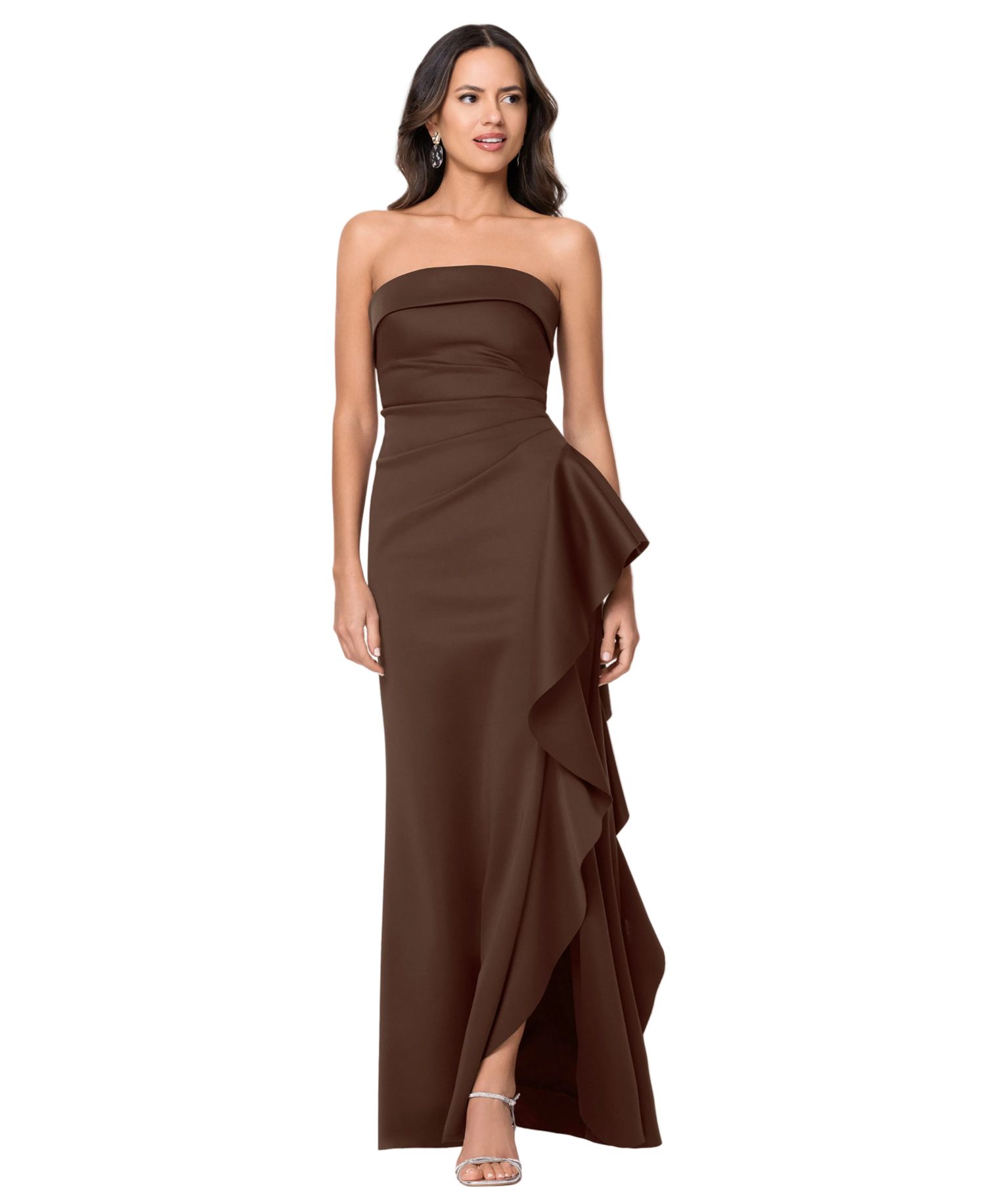 Petite Strapless Ruffle Sheath Gown