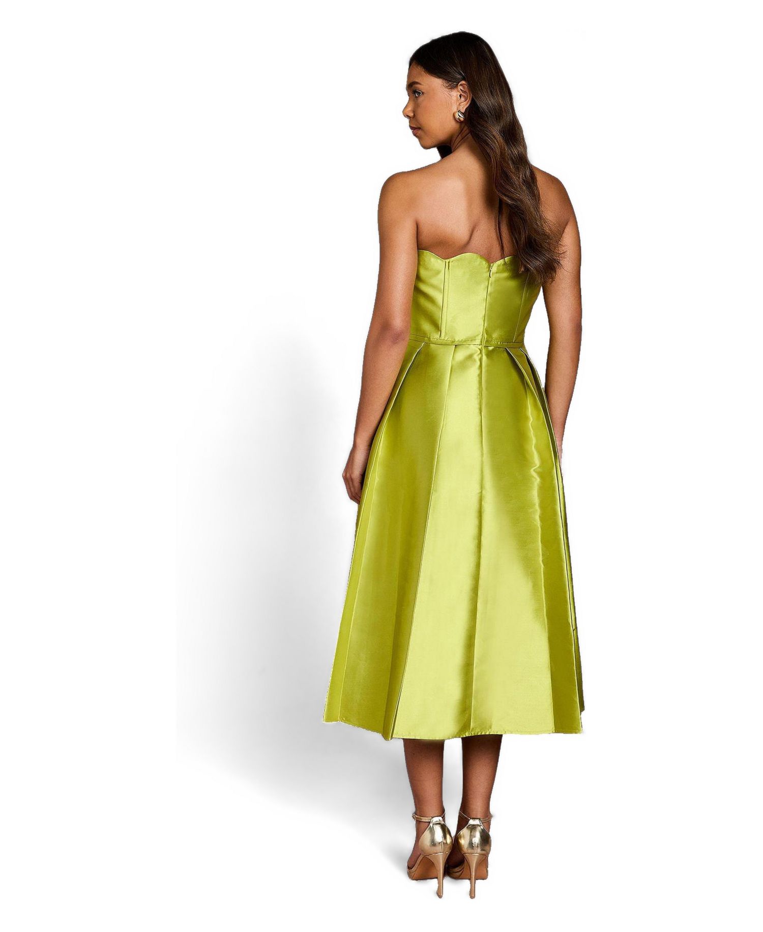 Women's Scalloped Strapless Midi Dress