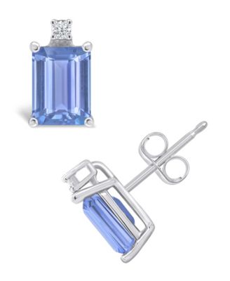 Tanzanite (1-1/5 ct. t.w.) & Diamond Accent Stud Earrings in 14k White Gold (Also in Emerald, Sapphire & Ruby)